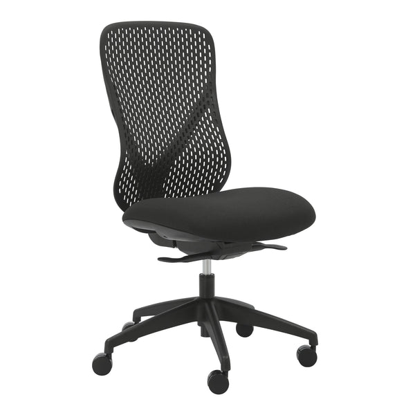 Buro Axon ergonomic office chair in black without arms, three-quarter view
