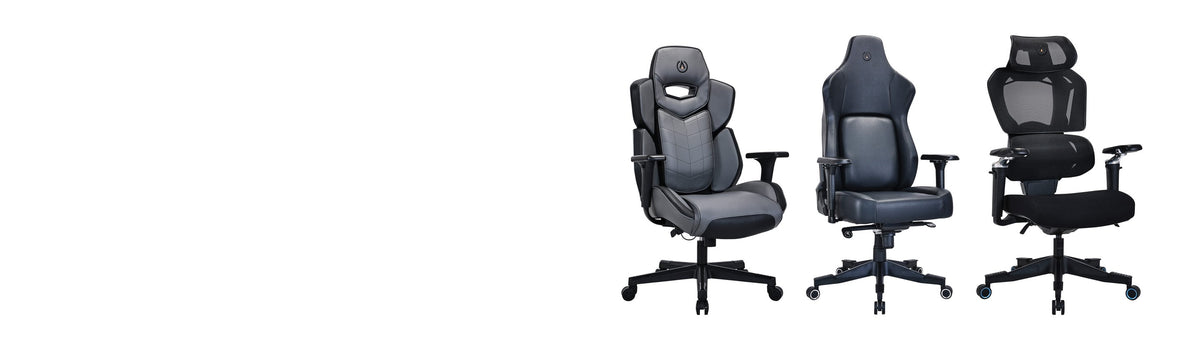 Buro x PowerA gaming chairs side by side: Raider, Navigator and Sentinel