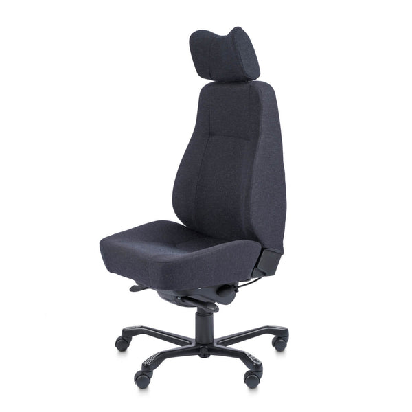 KAB Controller Base office chair, black fabric, front three-quarter view (KAB Seating photograph)