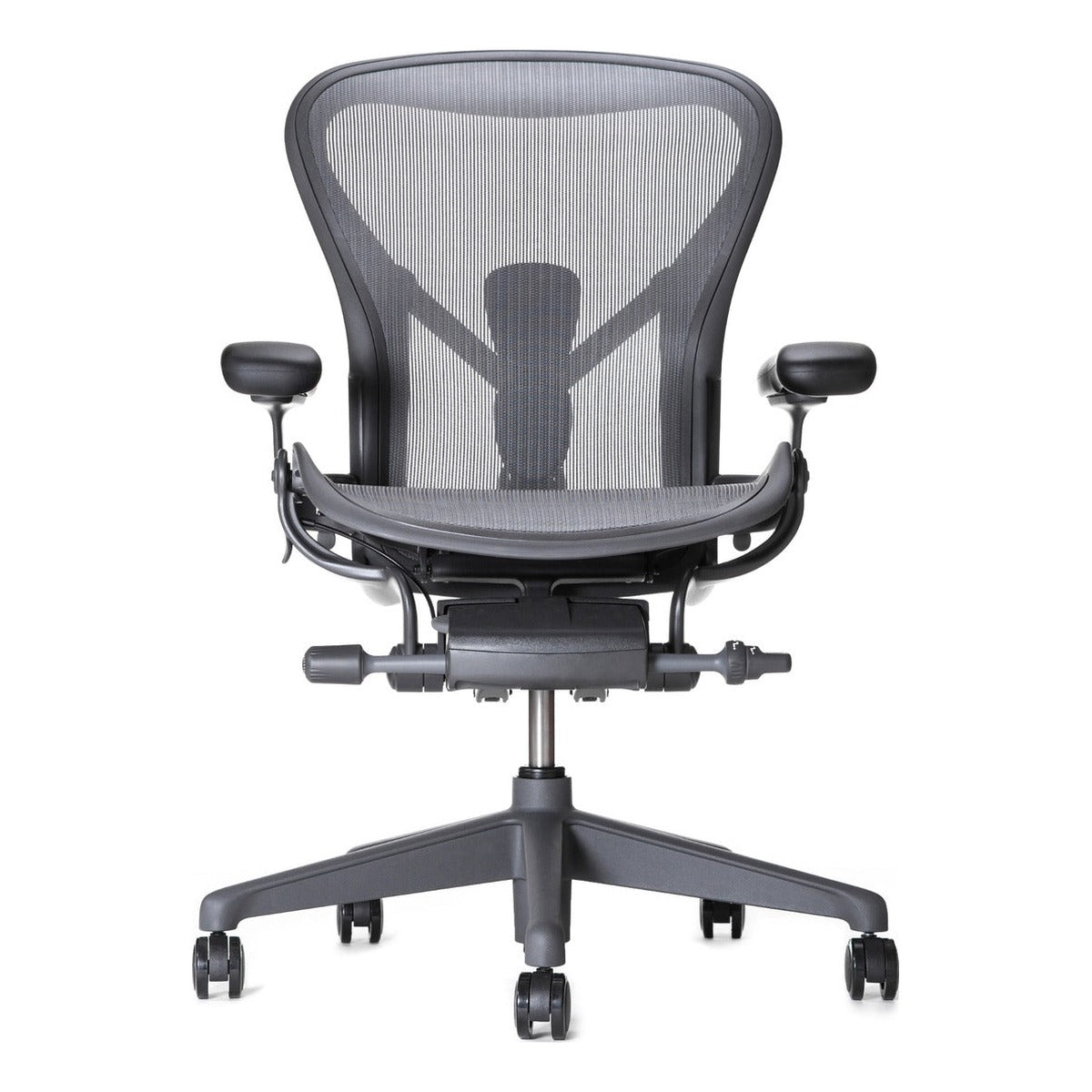 Herman Miller Aeron Remastered ergonomic task chair in graphite showing 8Z Pellicle mesh - Chair Dinkum Australia