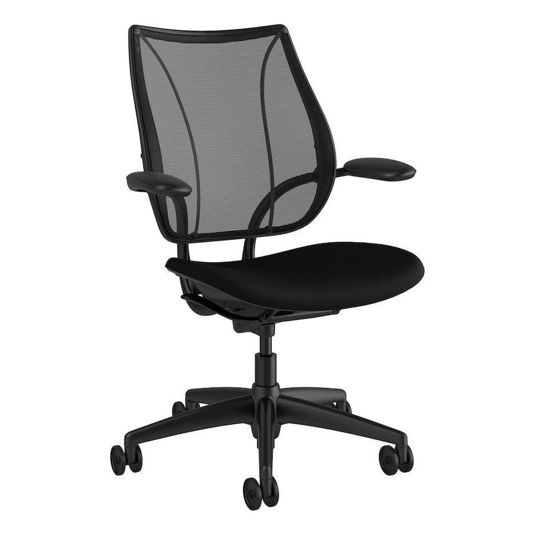 Humanscale Liberty mesh task chair in polished aluminium frame showing tri-panel Form Sensing Mesh backrest - Chair Dinkum Australia
