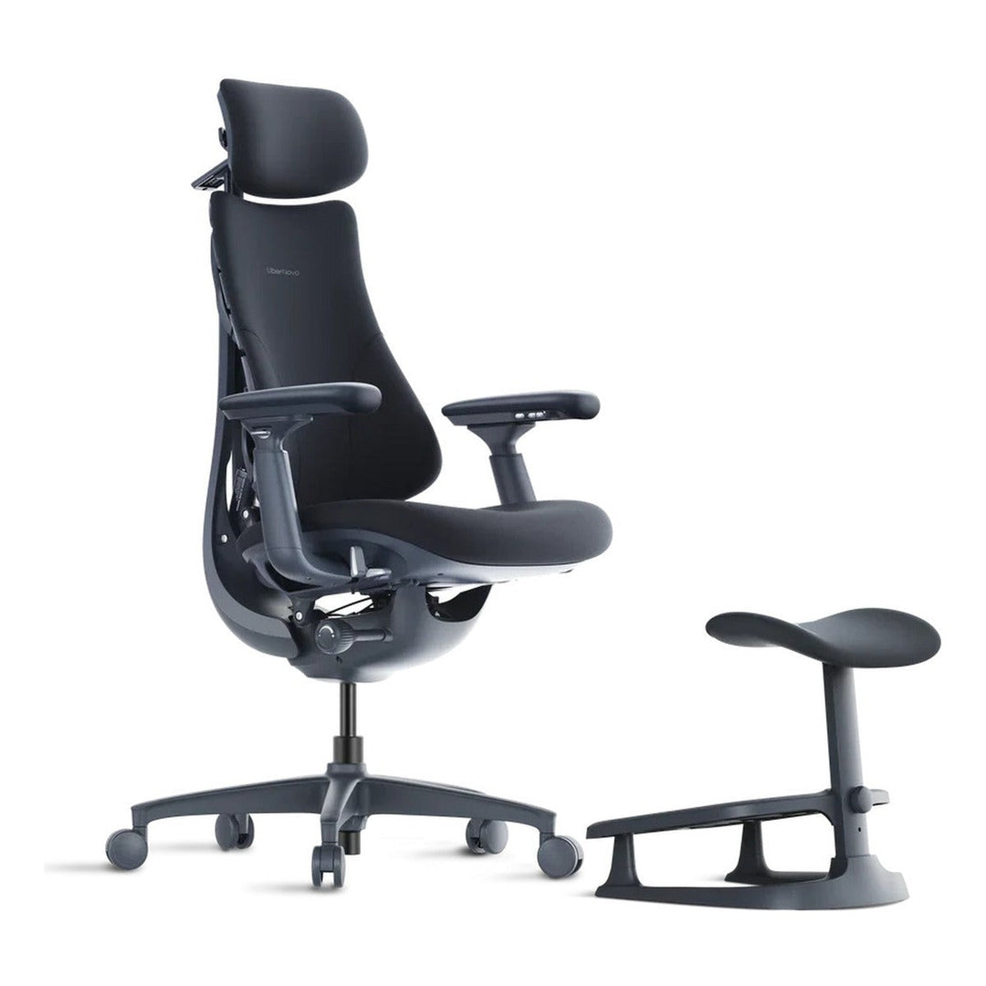 LiberNovo Omni dynamic ergonomic chair in Midnight Black with StepSync footrest - Chair Dinkum Australia