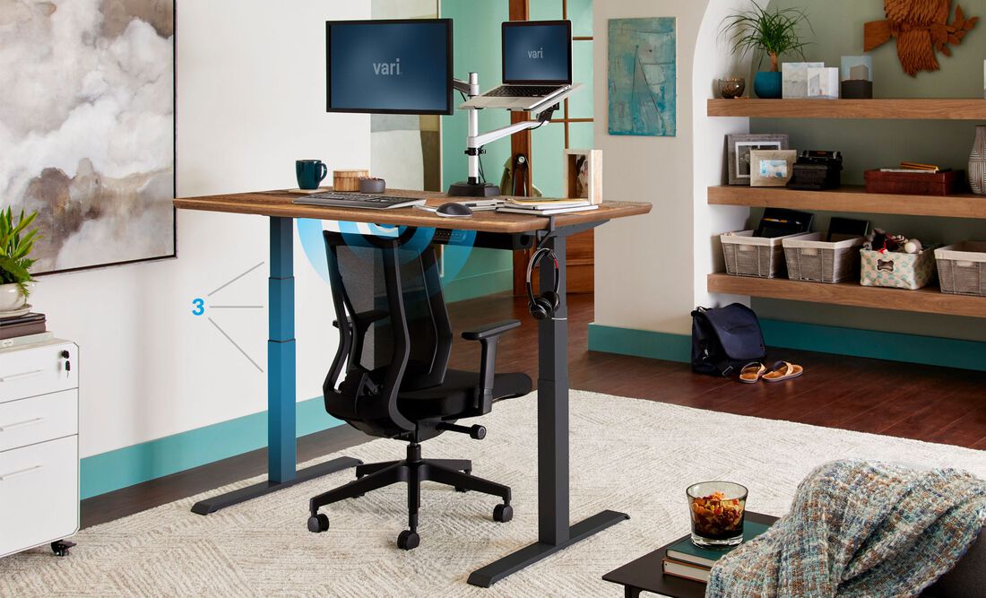 Electric sit-stand desk in modern office setup - Chair Dinkum