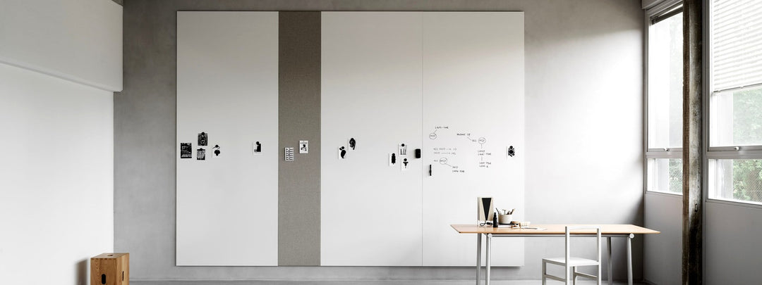 Whiteboards collection — Lintex Air Spaces frameless porcelain whiteboard panels at Chair Dinkum Australia
