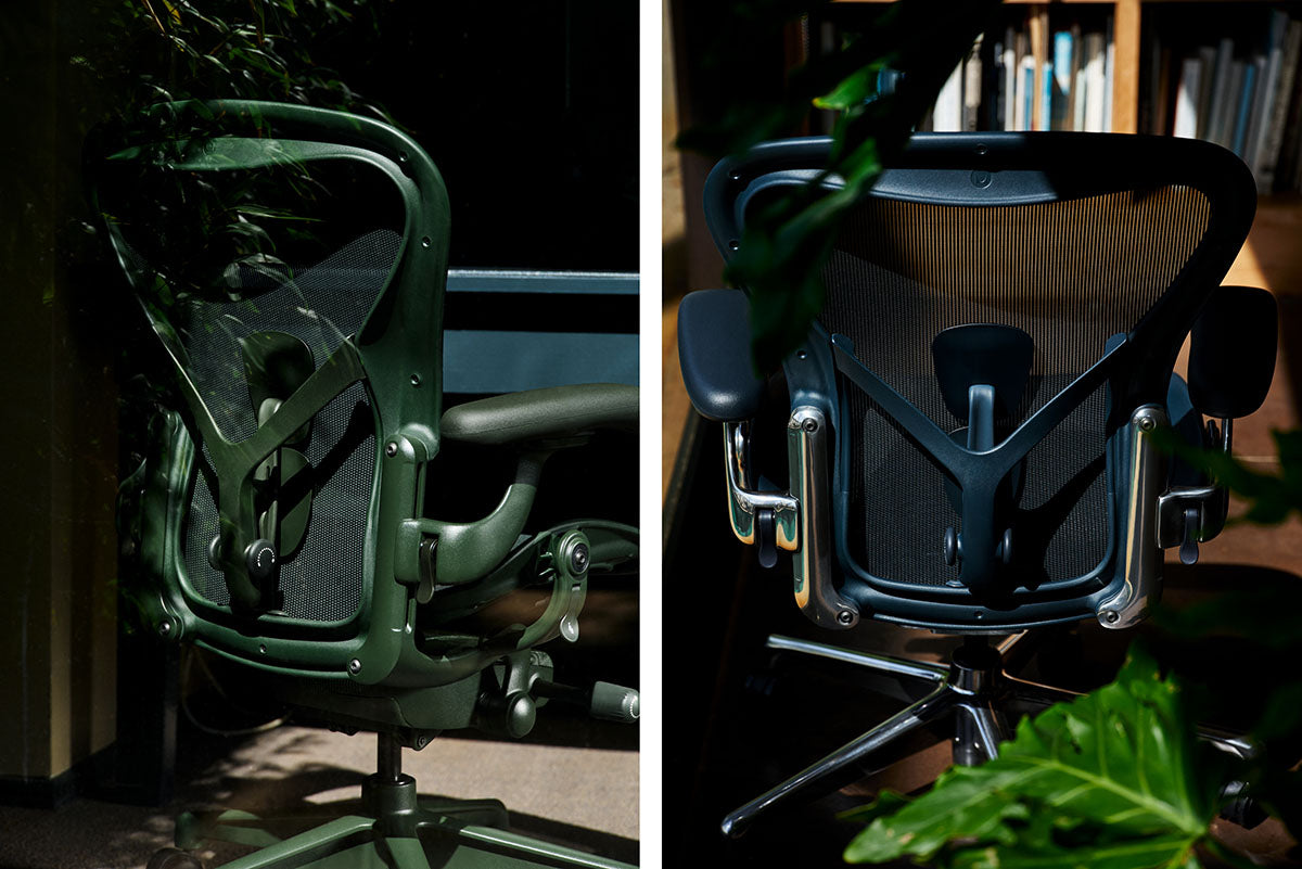 Herman Miller Aeron chairs showing different sizes and colours - Chair Dinkum Australia