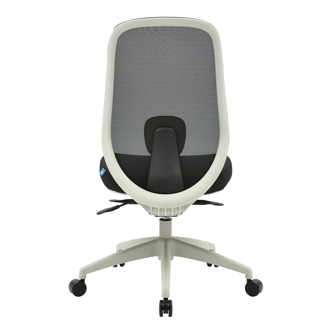 Buro Force mesh office chair with light grey frame, back view of the mesh backrest