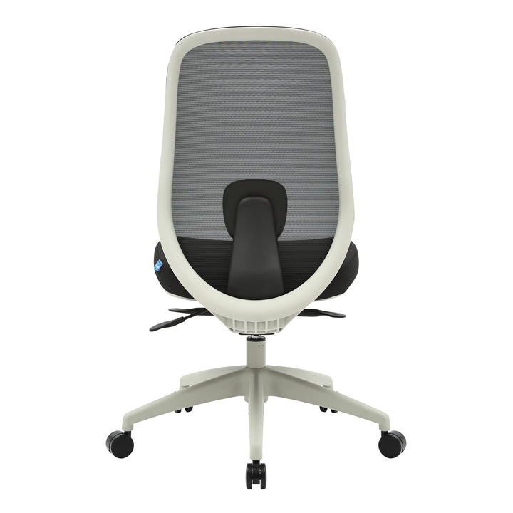 Buro Force mesh office chair with light grey frame, back view of the mesh backrest