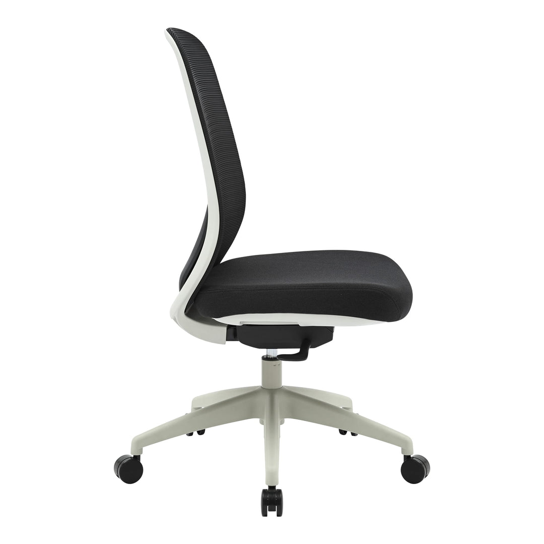 Buro Force mesh office chair with light grey frame, side view