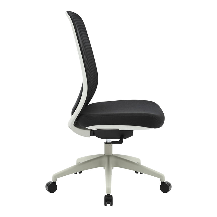 Buro Force mesh office chair with light grey frame, side view