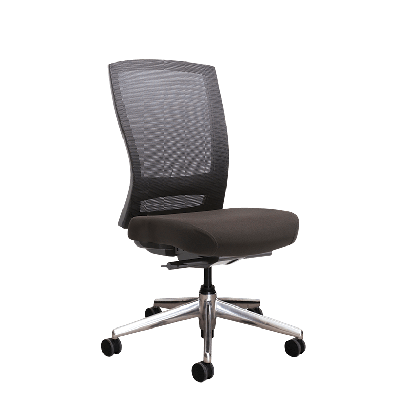 Buro Mentor mesh chair, polished aluminium base, no arms (Buro Seating photograph)