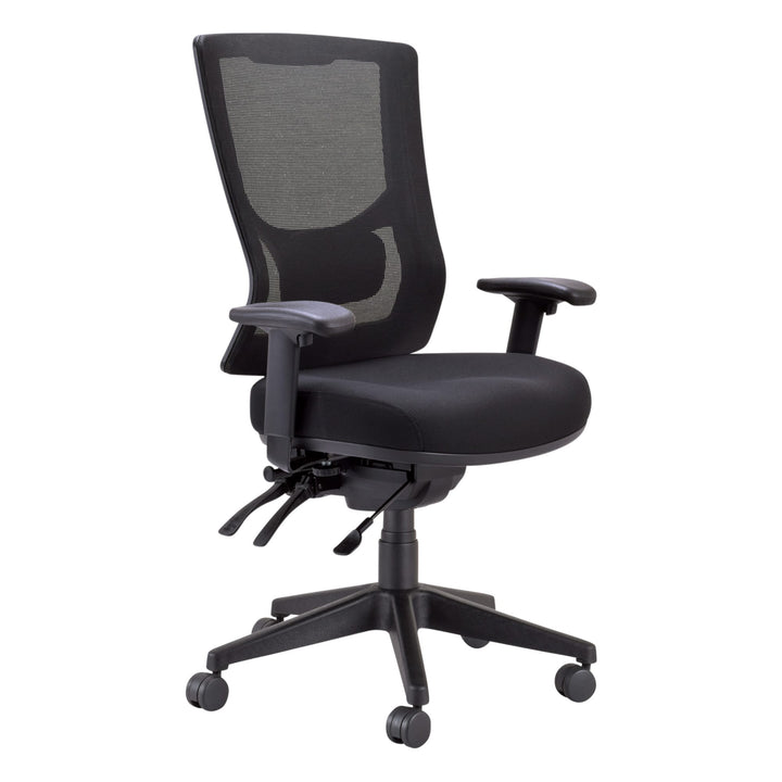 Buro Metro II 24/7 high back chair 224A-N-153-SS, black nylon base, adjustable arms (Buro Seating photograph)