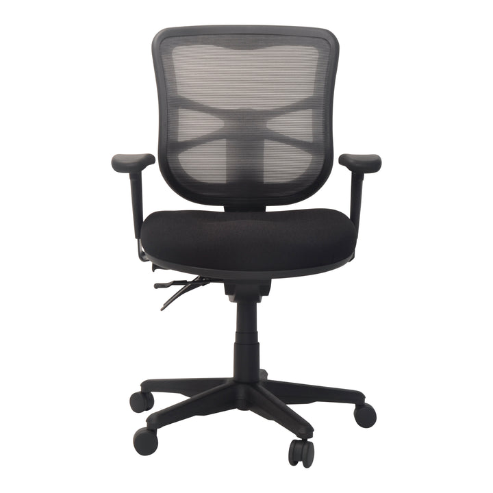 Buro Metro chair with seat slide and adjustable arms, black nylon base, front view (Buro Seating photograph)