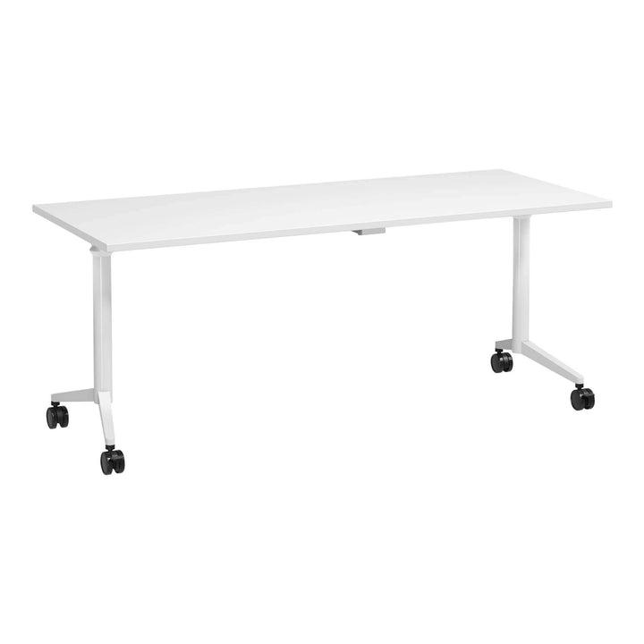 Buro MyWorkSpace Flip Top training table 1800 x 750 mm with white frame, angle view