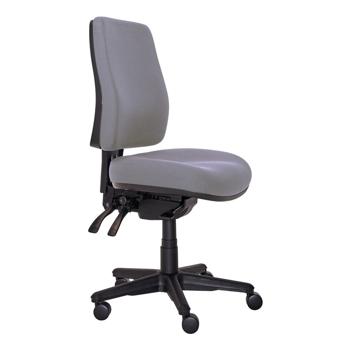 Buro Roma 3 lever high back chair with seat slide, 717-62-SS charcoal fabric, front angle (Buro Seating photograph)