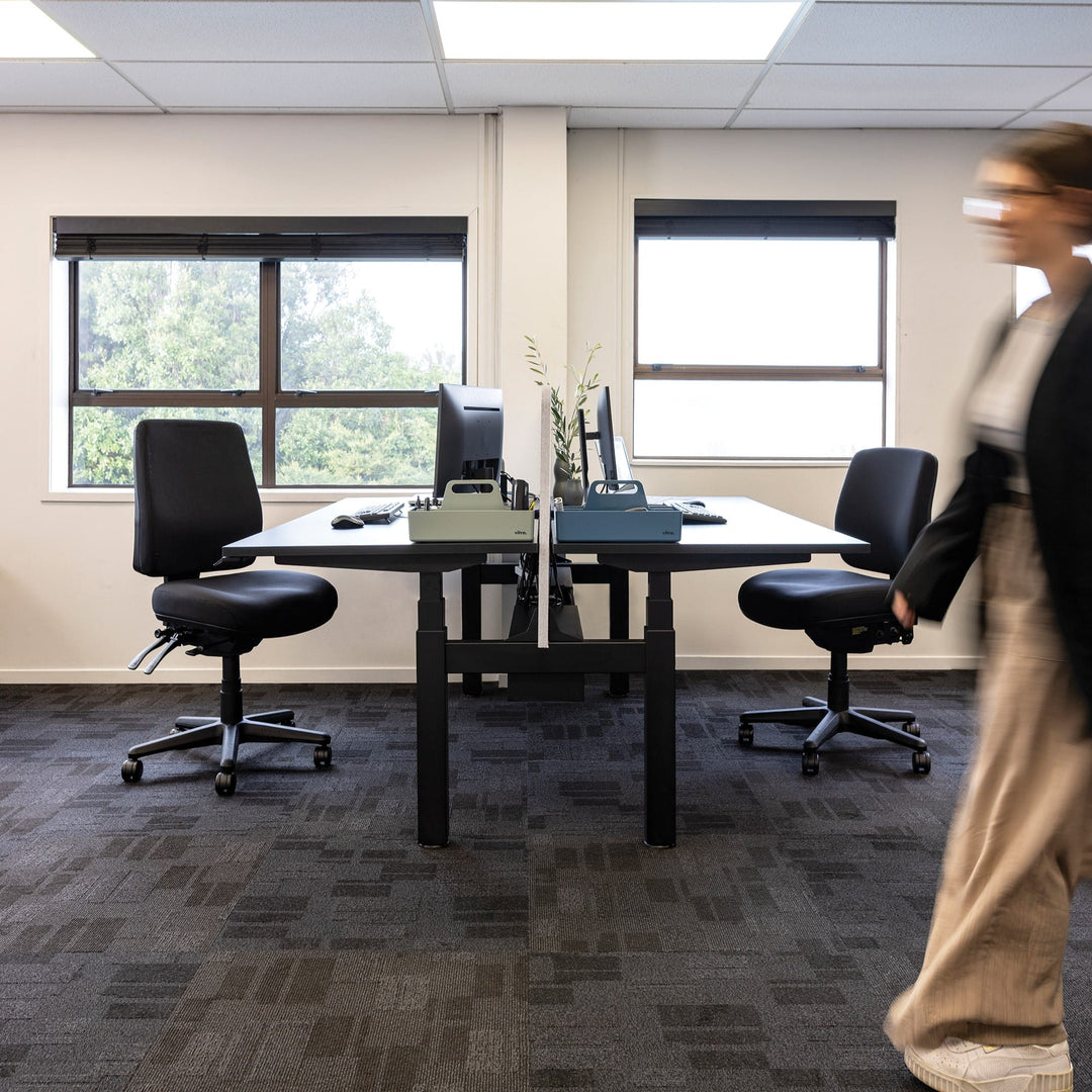 Buro Roma 3 lever high back chair with seat slide, mid back and high back together in an office (Buro Seating photograph)