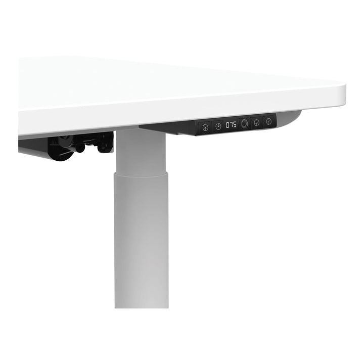 Buro Syntra height adjustable desk 5-key controller with Healthy Spine Mode and two memory presets, close-up