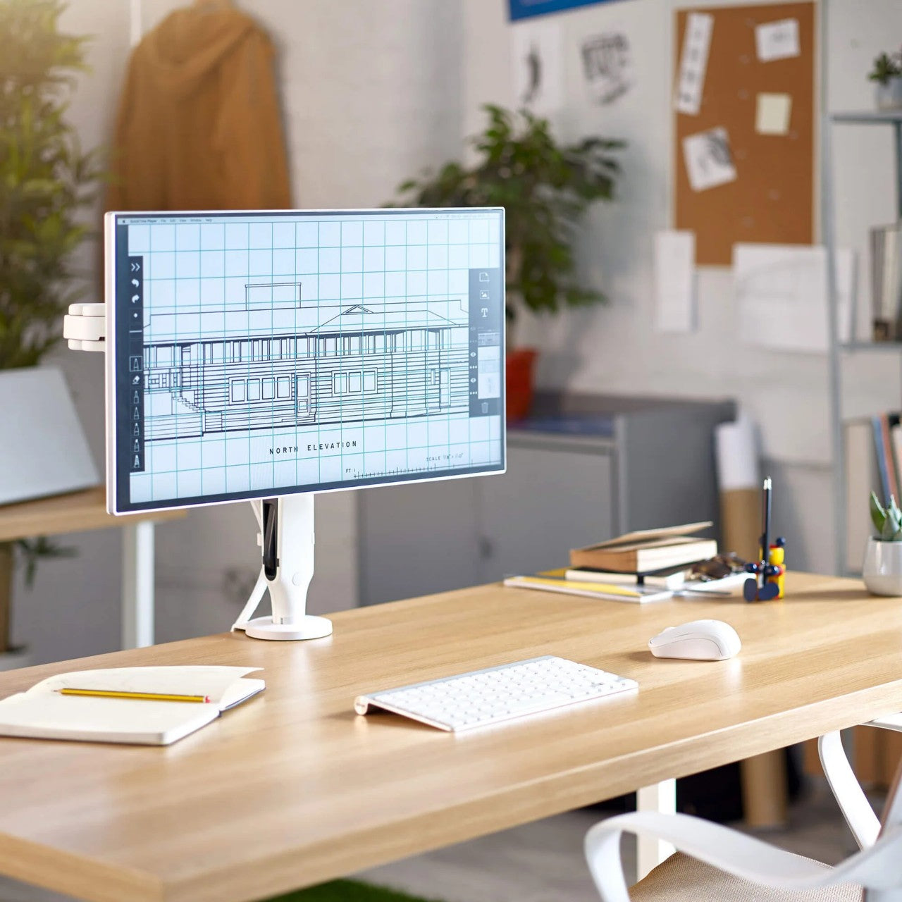 CBS Ollin dual monitor arm desk lifestyle
