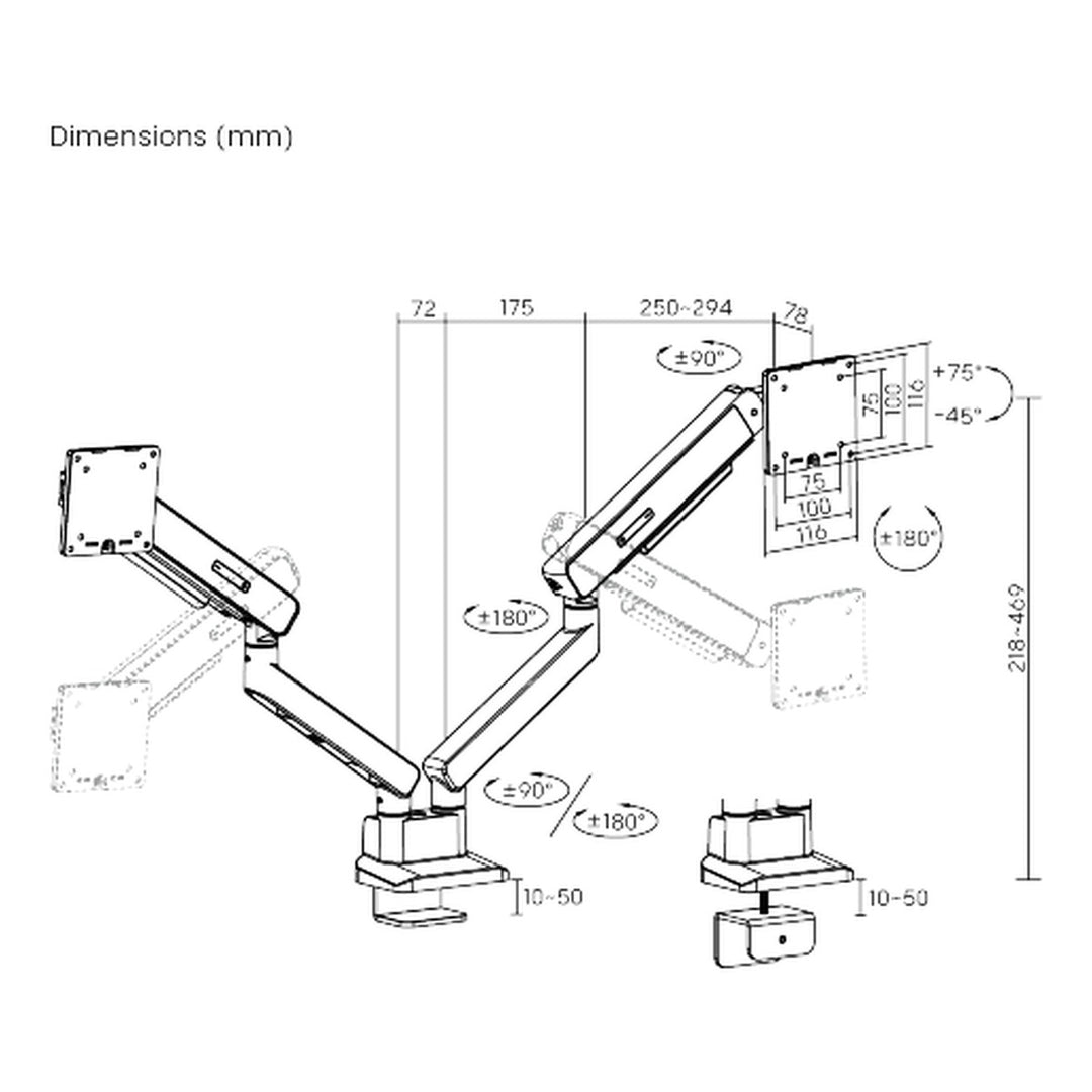 Chair Dinkum Spring-Assisted Monitor Arm (Dual) - Chair Dinkum