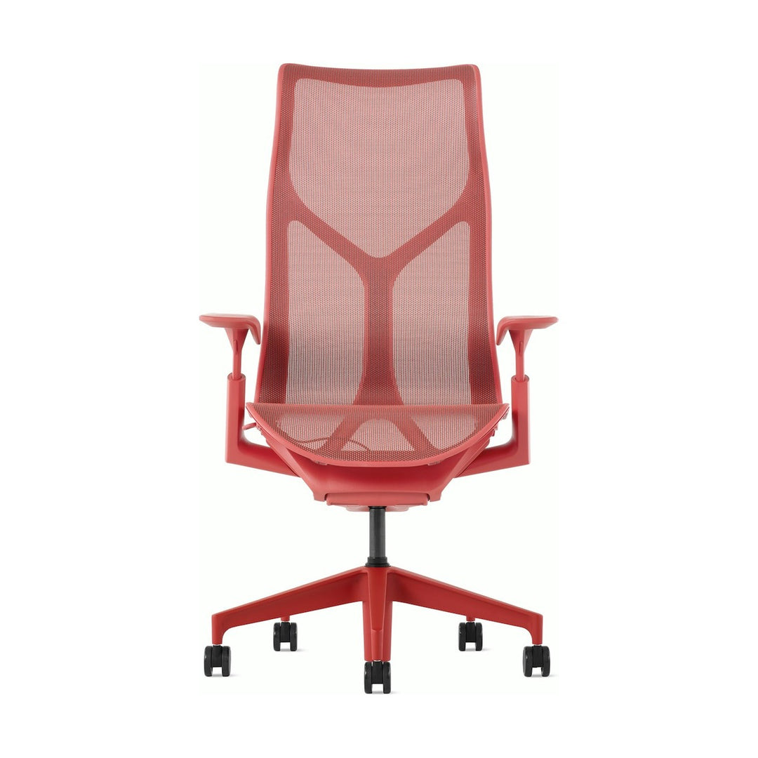 Herman Miller Cosm High Back Chair Canyon with Leaf Arms monitor arm front view - Chair Dinkum Australia