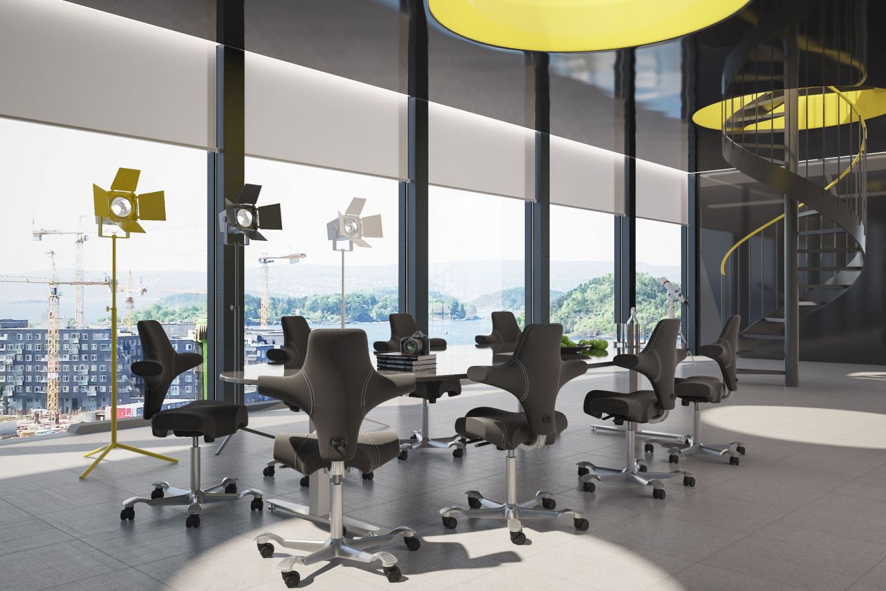HAG Capisco chairs in modern meeting room office setting - Chair Dinkum Australia