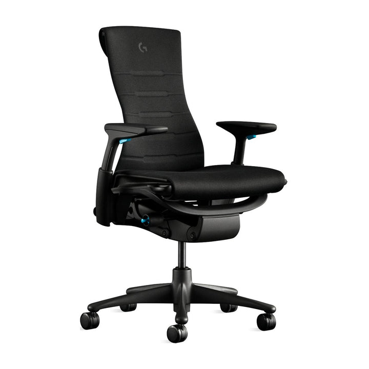 Herman Miller Embody Gaming Chair Black and Cyan front view - Chair Dinkum Australia