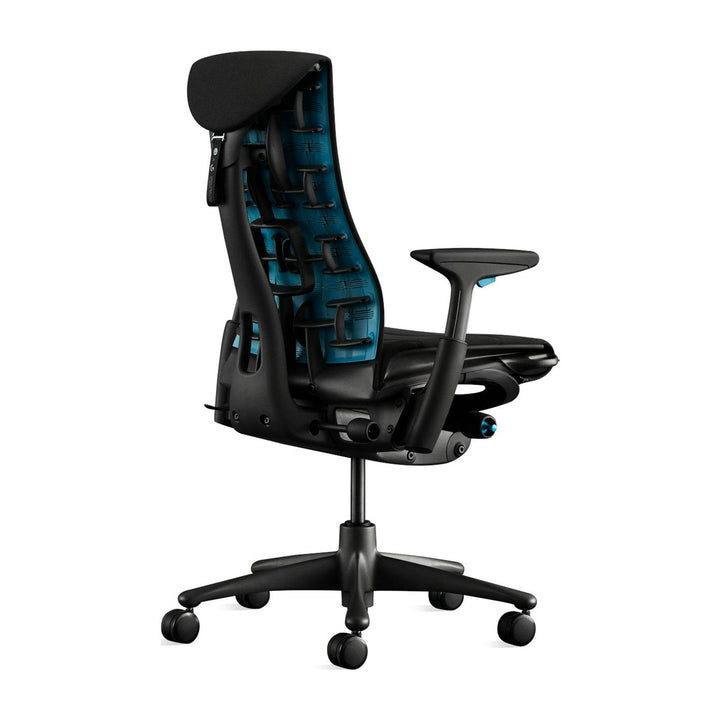 Herman Miller Embody Gaming Chair Black and Cyan rear view - Chair Dinkum Australia