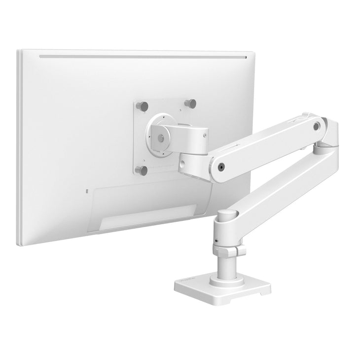 Ergotron LX Pro Desk Monitor Arm in white, rear view showing the VESA plate and arm