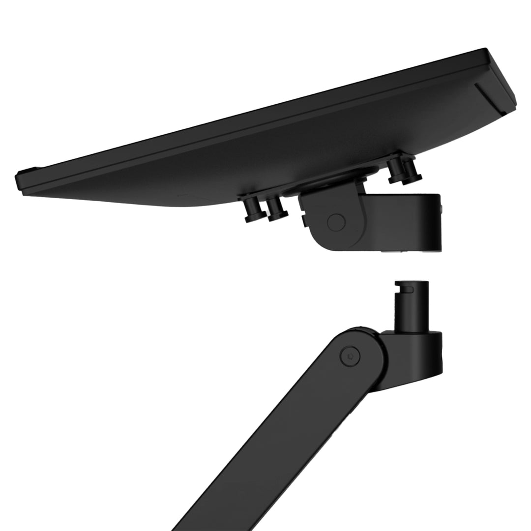Ergotron LX Pro detachable monitor pivot clicking onto the arm, matte black