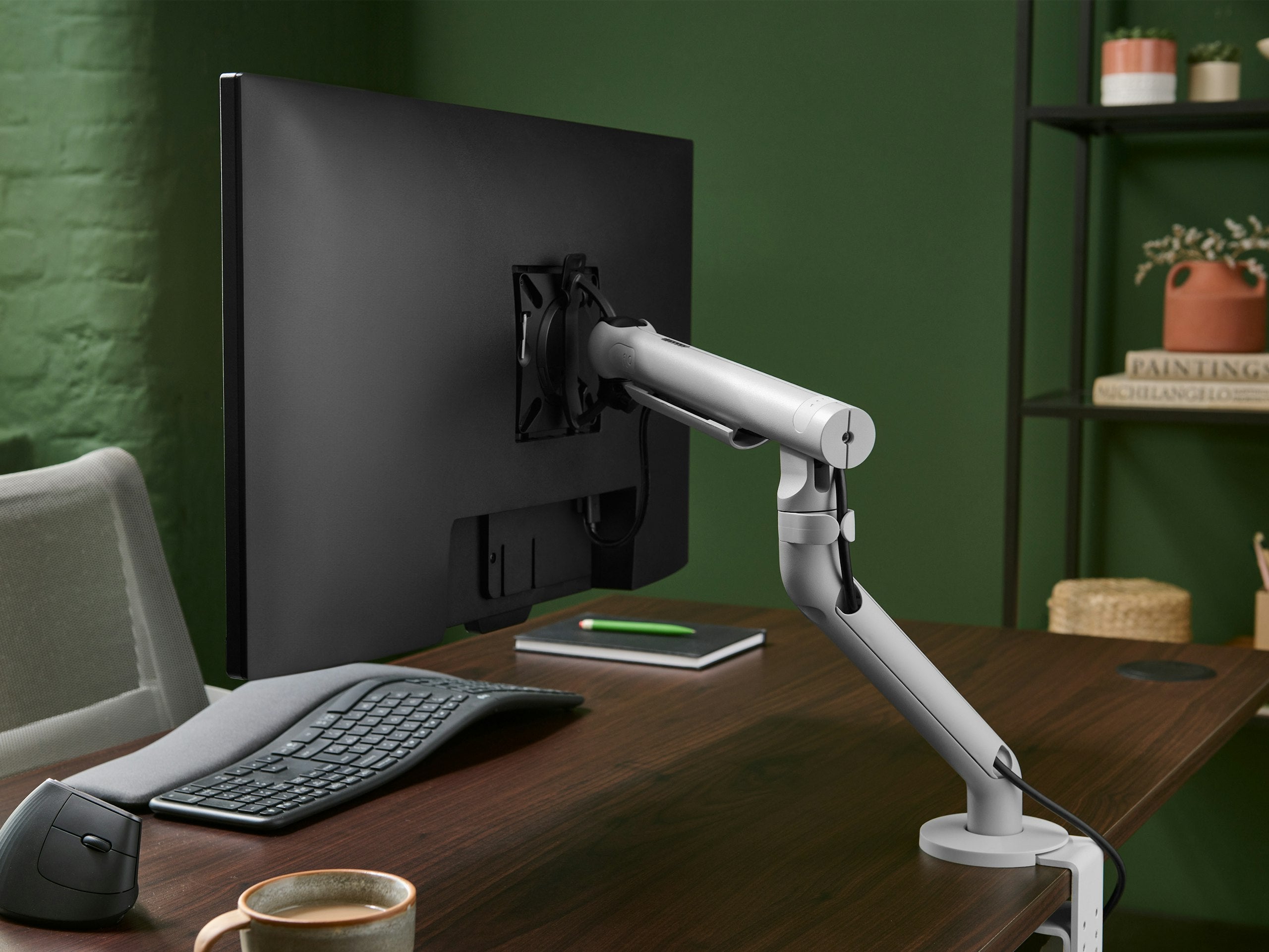 CBS Flo single monitor arm on a clean desk setup - Chair Dinkum Australia