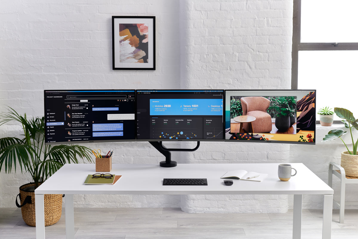 CBS Flo X multi-monitor arm supporting dual screens - Chair Dinkum Australia