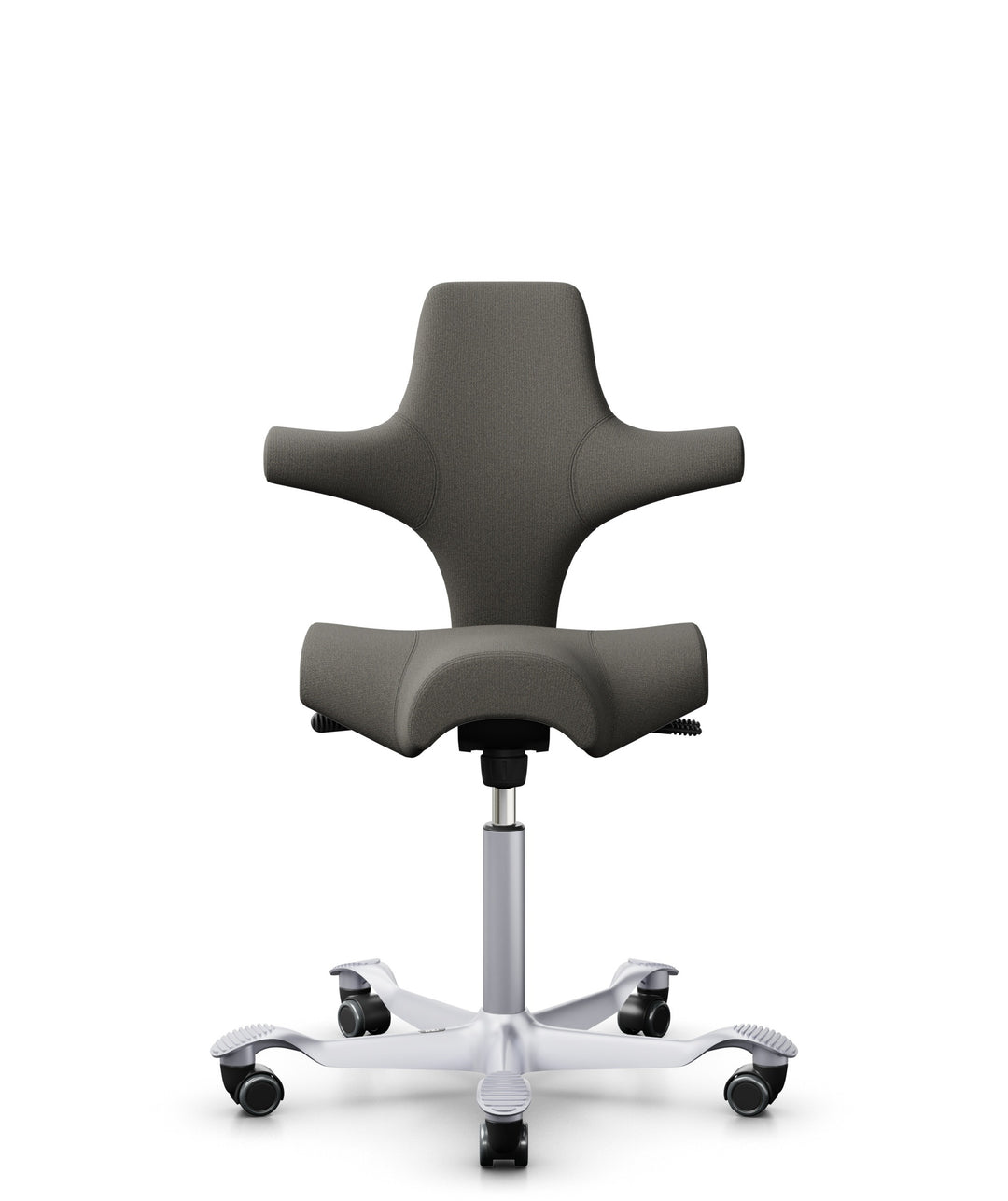HÅG Capisco 8106 saddle chair in Gabriel Focus FC61039 grey on a silver base