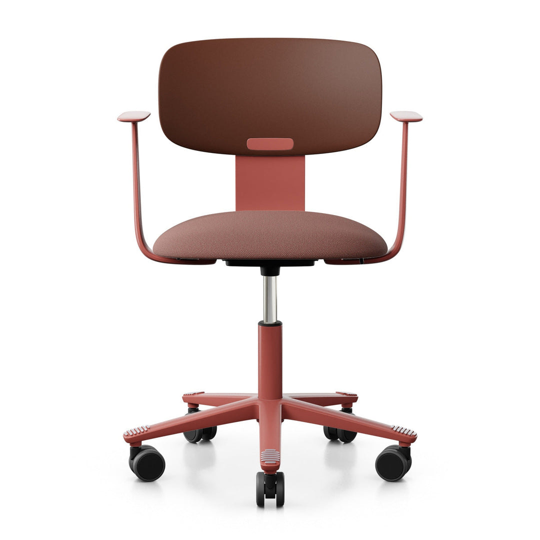 HÅG Tion 2140 task chair in Chestnut Cura CU61258 with chestnut back, blush rose base and blush rose arms, front view - Chair Dinkum Australia
