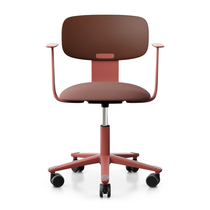 HÅG Tion 2140 task chair in Chestnut Cura CU61258 with chestnut back, blush rose base and blush rose arms, front view - Chair Dinkum Australia