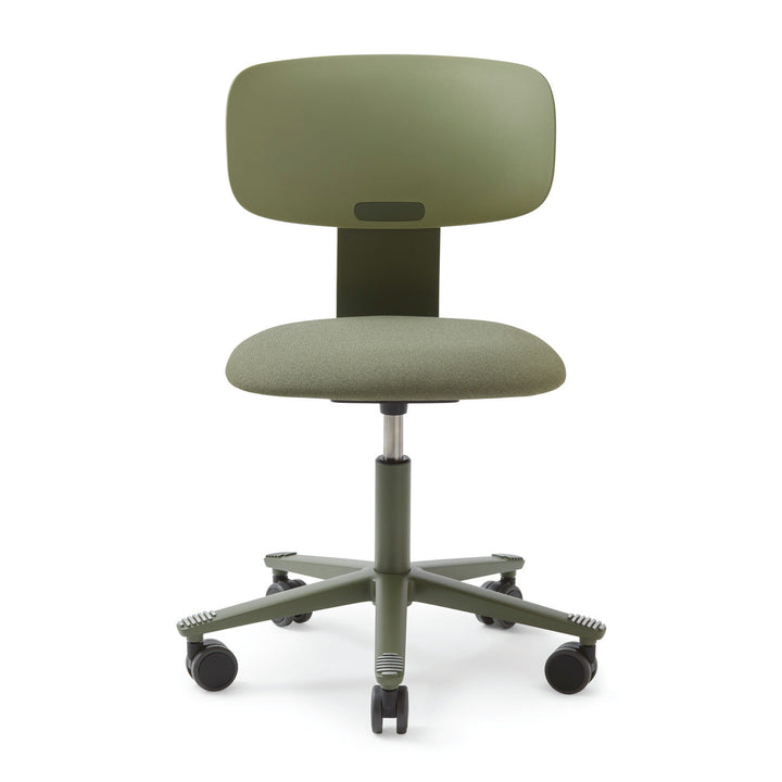 HÅG Tion 2140 task chair in Green Cura CU68261 with moss back and moss grey base, no arms, front view - Chair Dinkum Australia