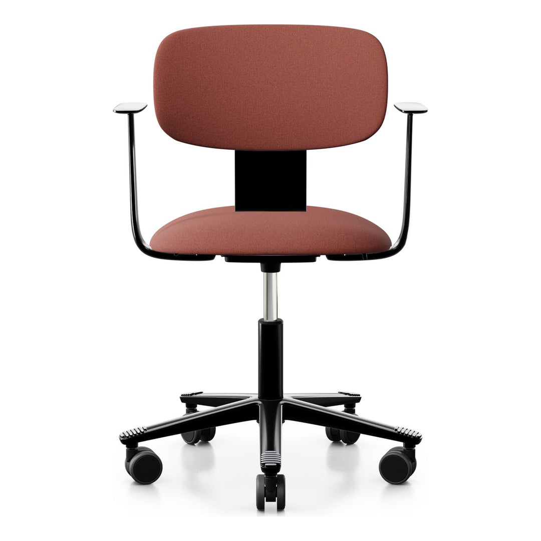 HÅG Tion 2160 in Coral Capture fabric with black base, armrests and gas lift, front three-quarter view - Chair Dinkum Australia