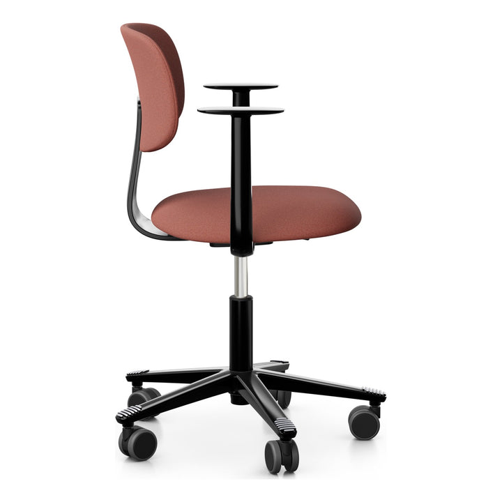 HÅG Tion 2160 in Coral Capture fabric with black base, armrests and gas lift, side view - Chair Dinkum Australia