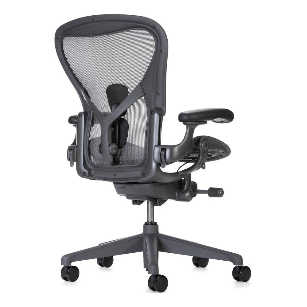 Herman Miller Aeron Chair Graphite Remastered Posturefit side view - Chair Dinkum Australia