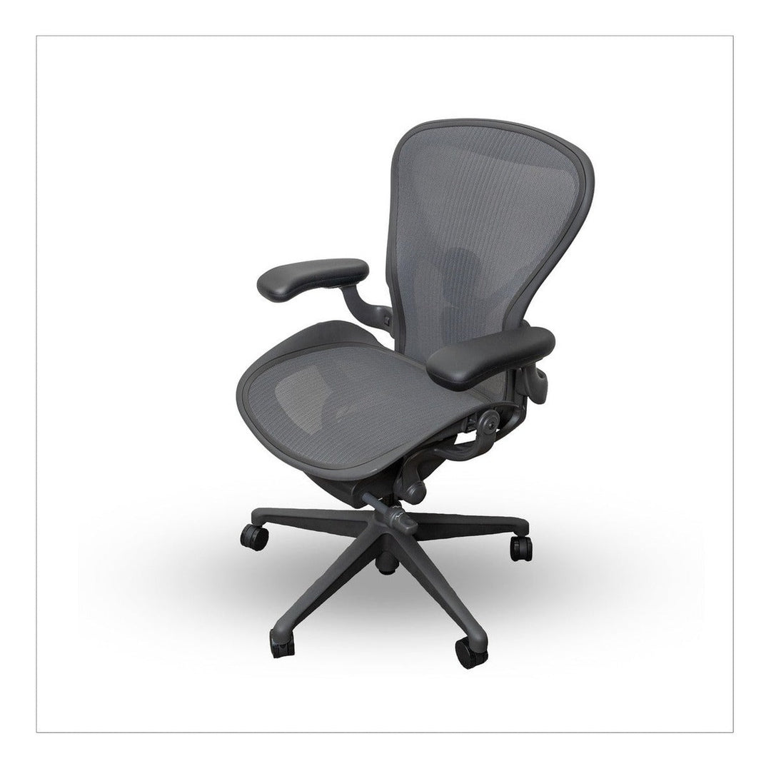 Herman Miller Aeron Chair Graphite Remastered Posturefit full view - Chair Dinkum