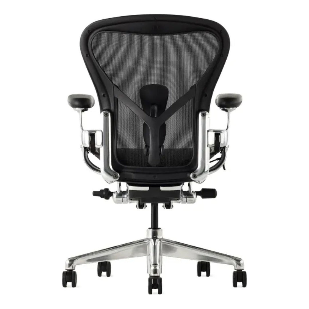 Herman Miller Aeron Chair Remastered Onyx Polished Base back view - Chair Dinkum