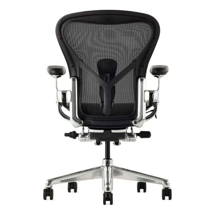 Herman Miller Aeron Chair Remastered Onyx Polished Base back view - Chair Dinkum