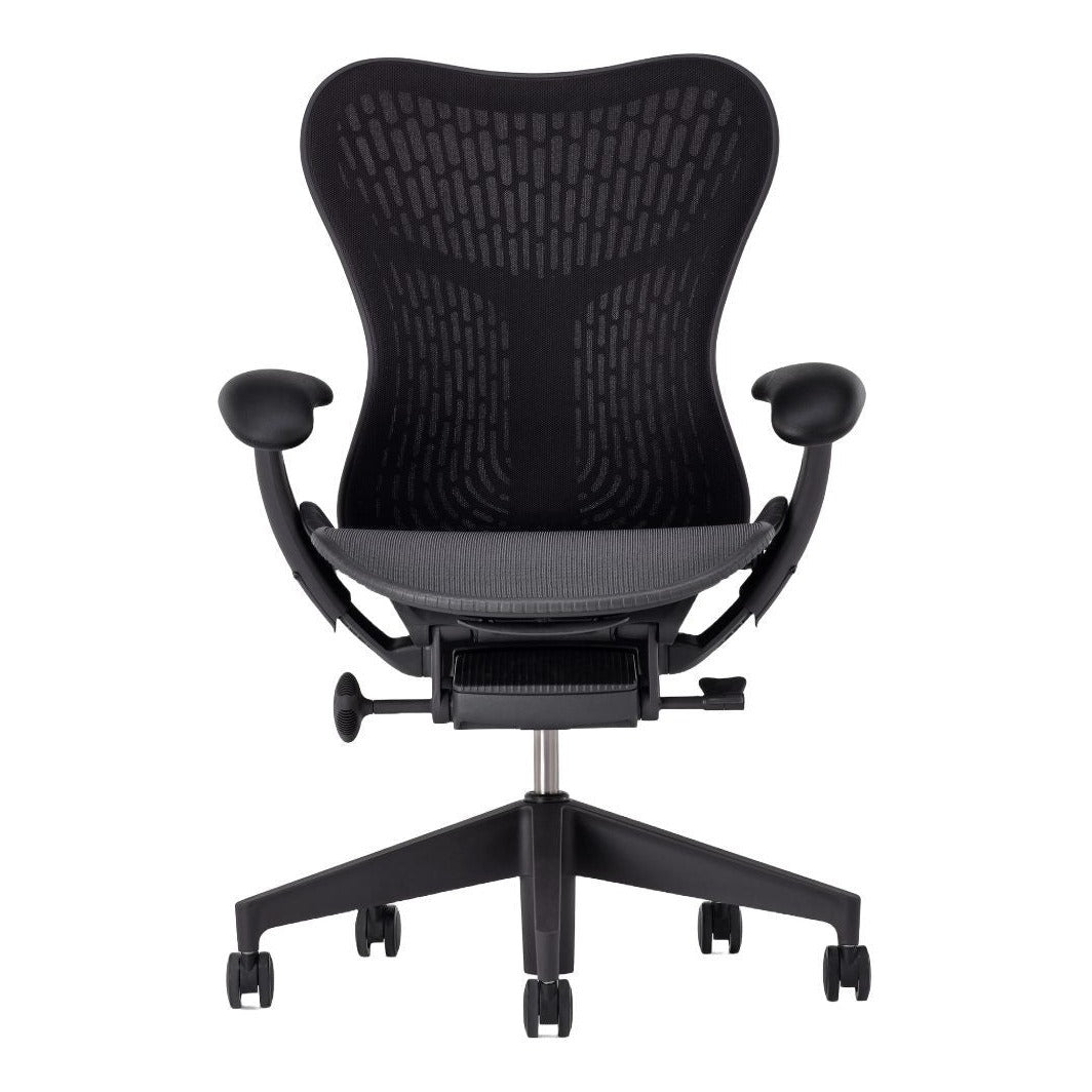 Herman Miller Mirra 2 chair in Graphite with Butterfly Suspension back, front view - Chair Dinkum Australia