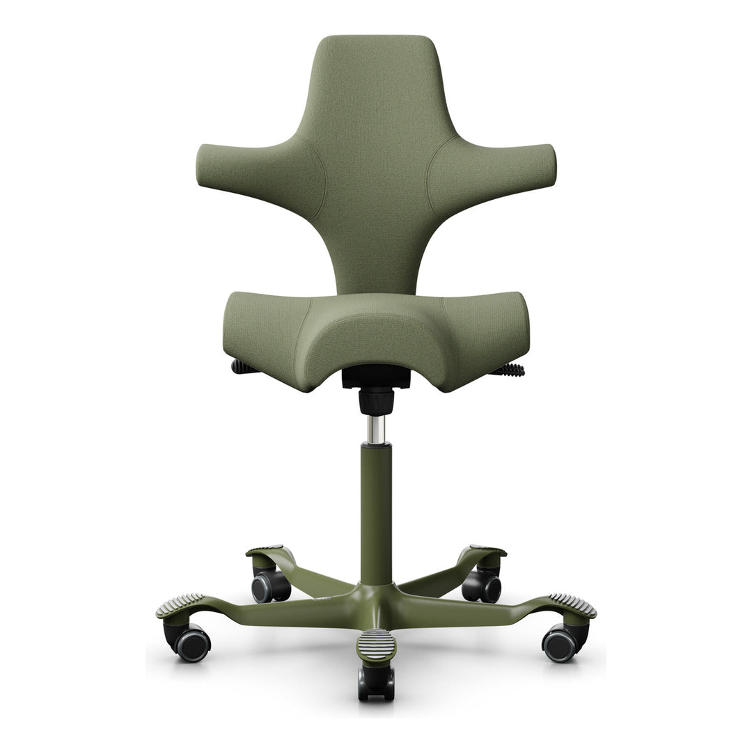HÅG Capisco 8106 saddle chair in Gabriel Capture CPT5101 with moss grey base - Chair Dinkum