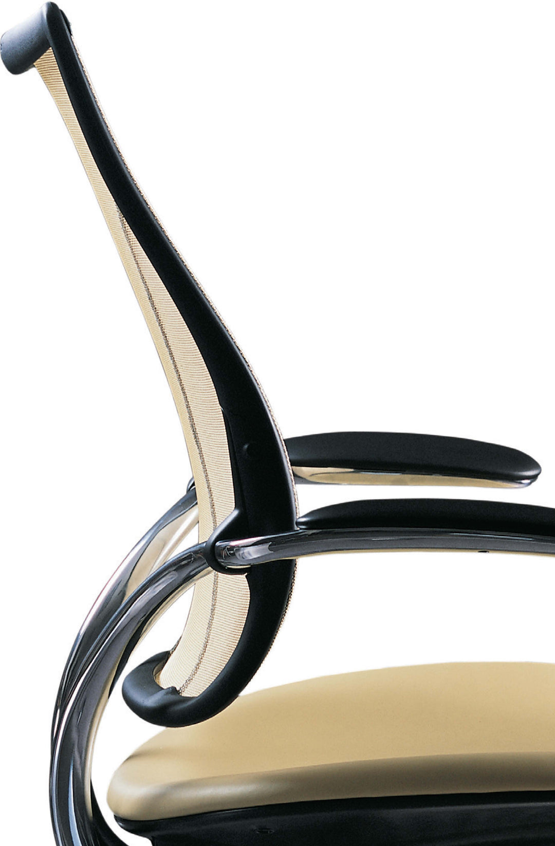 Close side detail of the Form Sensing mesh back on a Humanscale Liberty task chair - Chair Dinkum Australia