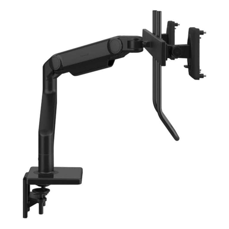 Humanscale M8 Pro Dual Monitor Arm with Crossbar and Handle in black, view 2 - Humanscale configurator render