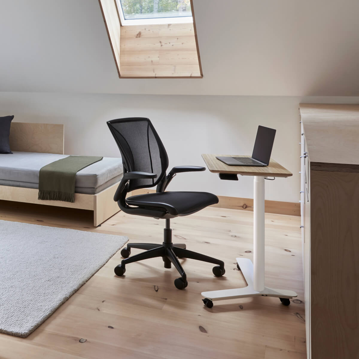 Humanscale World One LM chair in modern home office setting with minimalist design - Chair Dinkum Australia