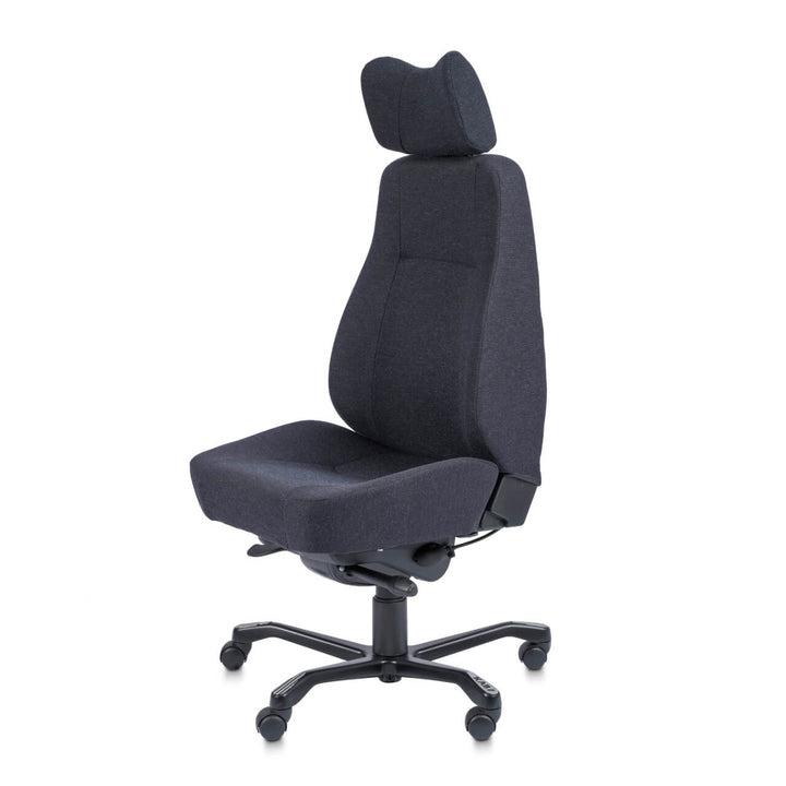 KAB Controller Base office chair, black fabric, front three-quarter view (KAB Seating photograph)