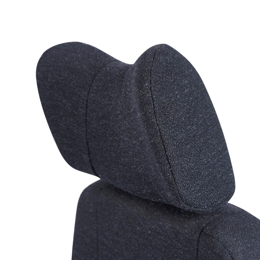 KAB Controller Base office chair, black fabric, ergonomic headrest, front (KAB Seating photograph)