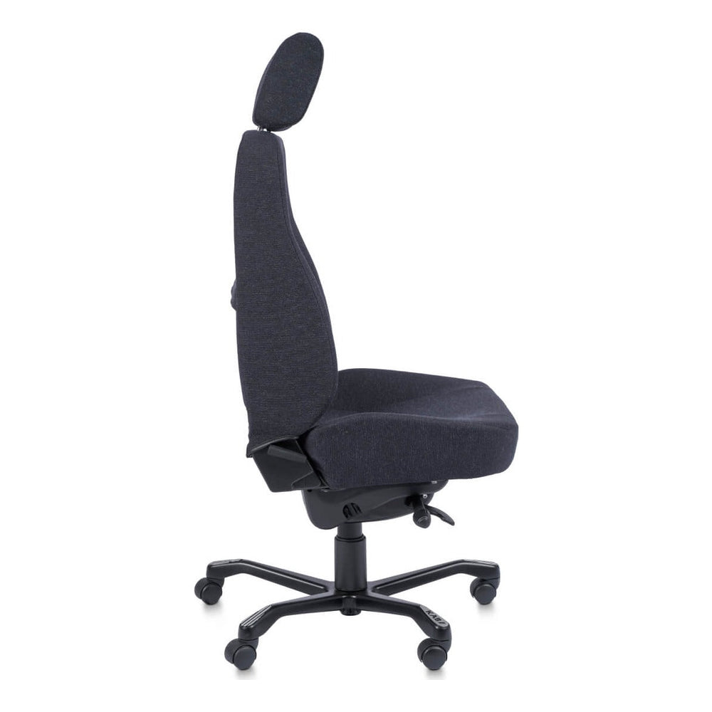 KAB Controller Base office chair, black fabric, side view (KAB Seating photograph)