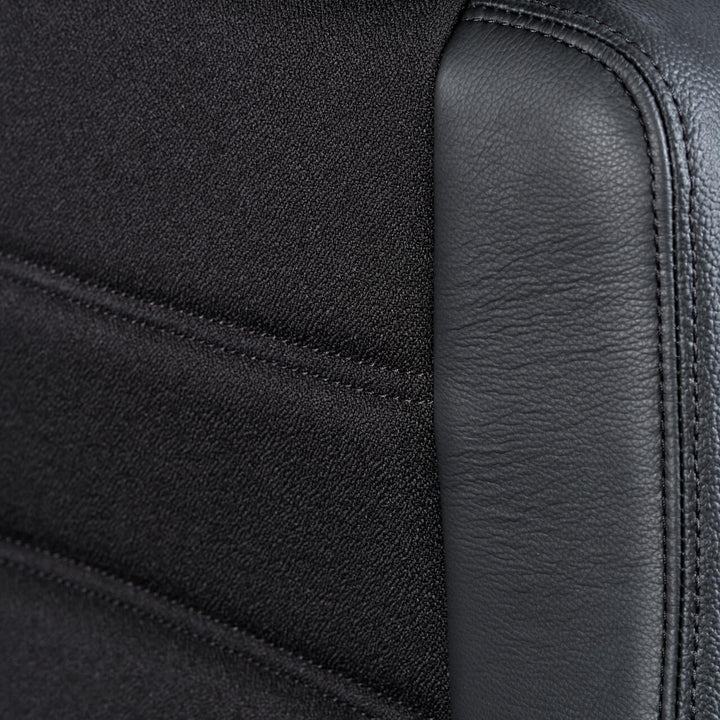 KAB Controller 24/7 office chair, half leather half cloth, backrest leather and cloth trim, side (KAB Seating photograph)