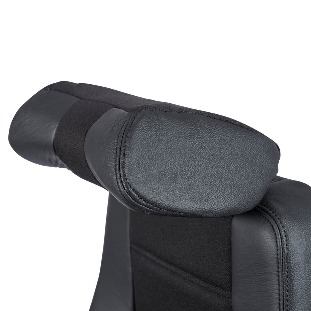 KAB Controller 24/7 office chair, half leather half cloth, ergonomic headrest, angle (KAB Seating photograph)
